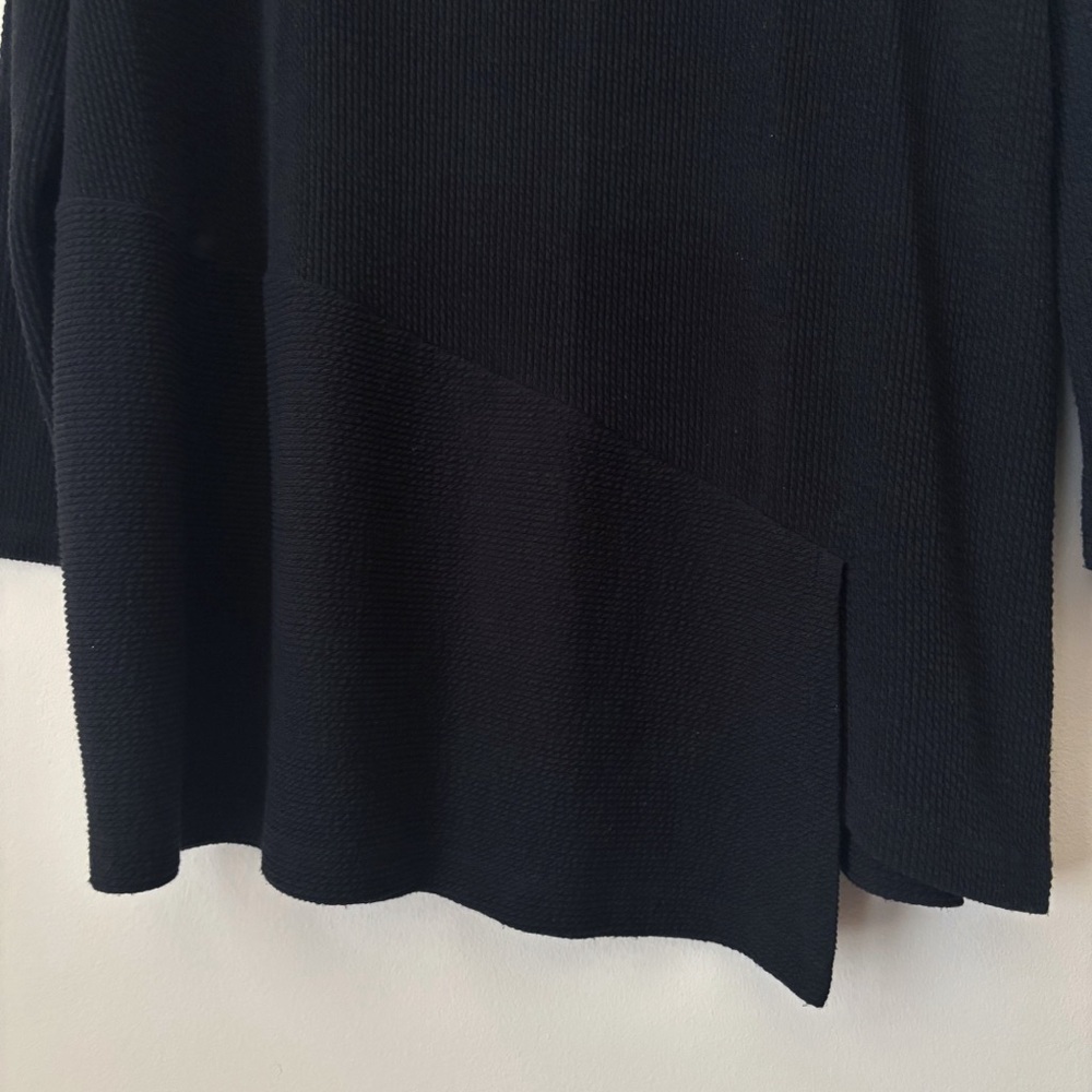 Clara Sunwoo Black Ribbed Cowl Neck Tunic Top Large - Picture 3 of 7